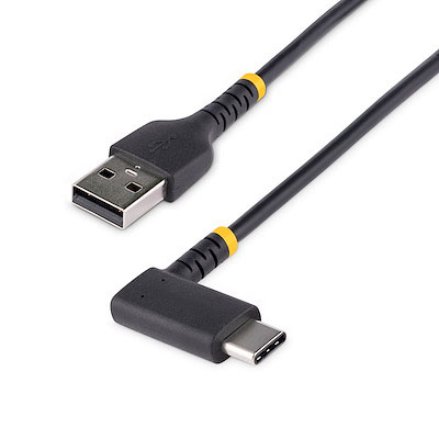 0.5m/1m/2m USB-A to USB-C Fast Charging Cable, Rugged, Right-Angled, Charge & Sync, 3A, USB 2.0, TPE Jacket and Aramid Fiber - USB Charging Cord