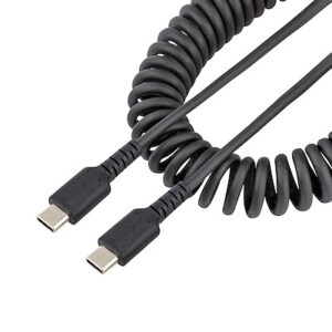 0.5m/1m USB-C Fast Charging Cable, Rugged, Coiled, Charge & Sync, 3A, USB 2.0, TPE Jacket and Aramid Fiber - USB C Charging Cord