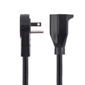 Power Extension Cord - 360° Rotating Flat Plug Extension Cord - NEMA 5-15P to NEMA 5-15R, 16 AWG, 125V/13A - Black Short 3-Prong Power Extender Cable: imagen 2
