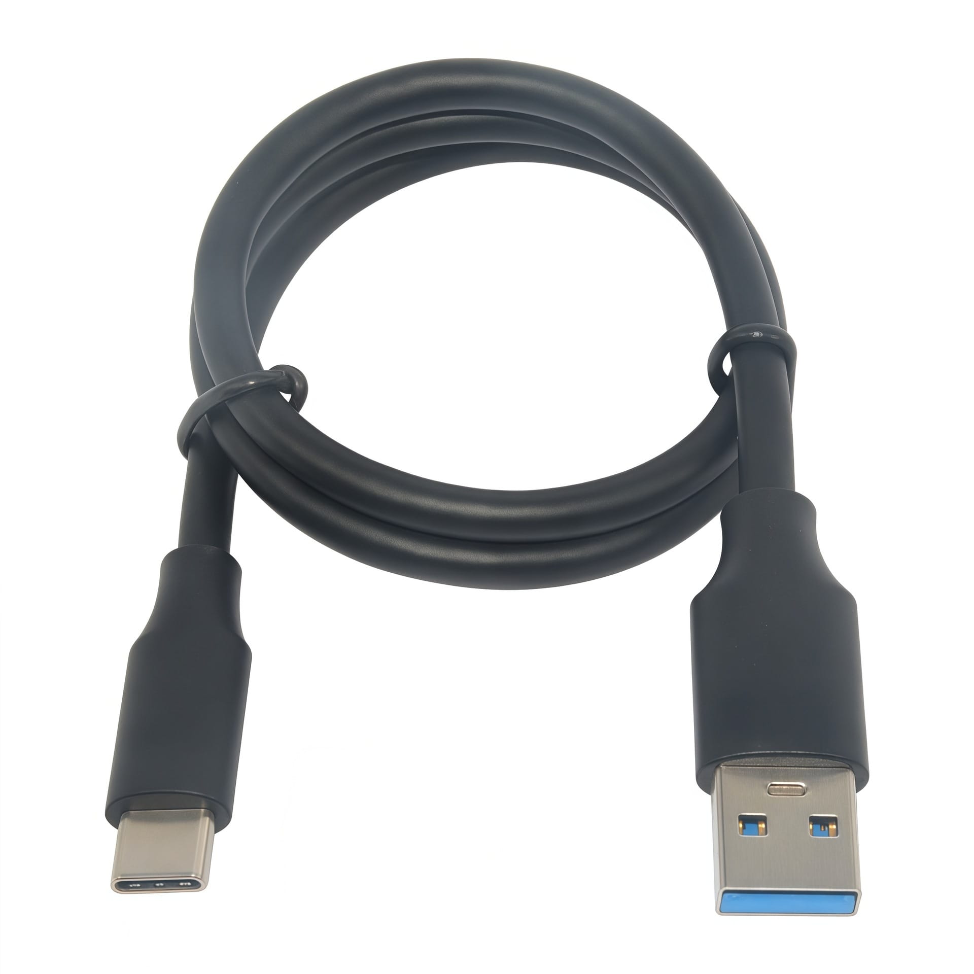 1m/2m USB-A to USB-C Fast Charging Cable, Rugged, Charge & Sync, 3A, USB 2.0, Black/White TPE Jacket and Aramid Fiber - USB Charging Cord - Image 2