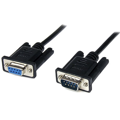 Black DB9 RS232 Serial Null Modem Cable F/M