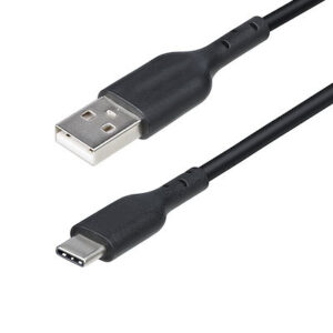 USB-A to USB-C Charging Cable, Charge & Sync, 3A, USB 2.0, TPE Jacket - Black USB Charging Cord