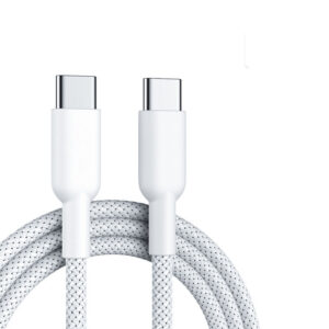 White USB-C Charging Cable, 60W (3A) PD, Dual-Layer Braided Nylon/TPE Jacket, Rugged USB C Charging Cord, USB 2.0 Laptop Charger Cable