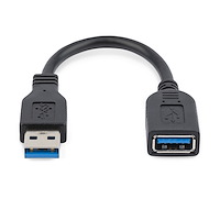 USB 3.0 (5Gbps) A-to-A Extension Cable - M/F - 15cm, Black - Image 3