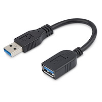 USB 3.0 (5Gbps) A-to-A Extension Cable - M/F - 15cm, Black